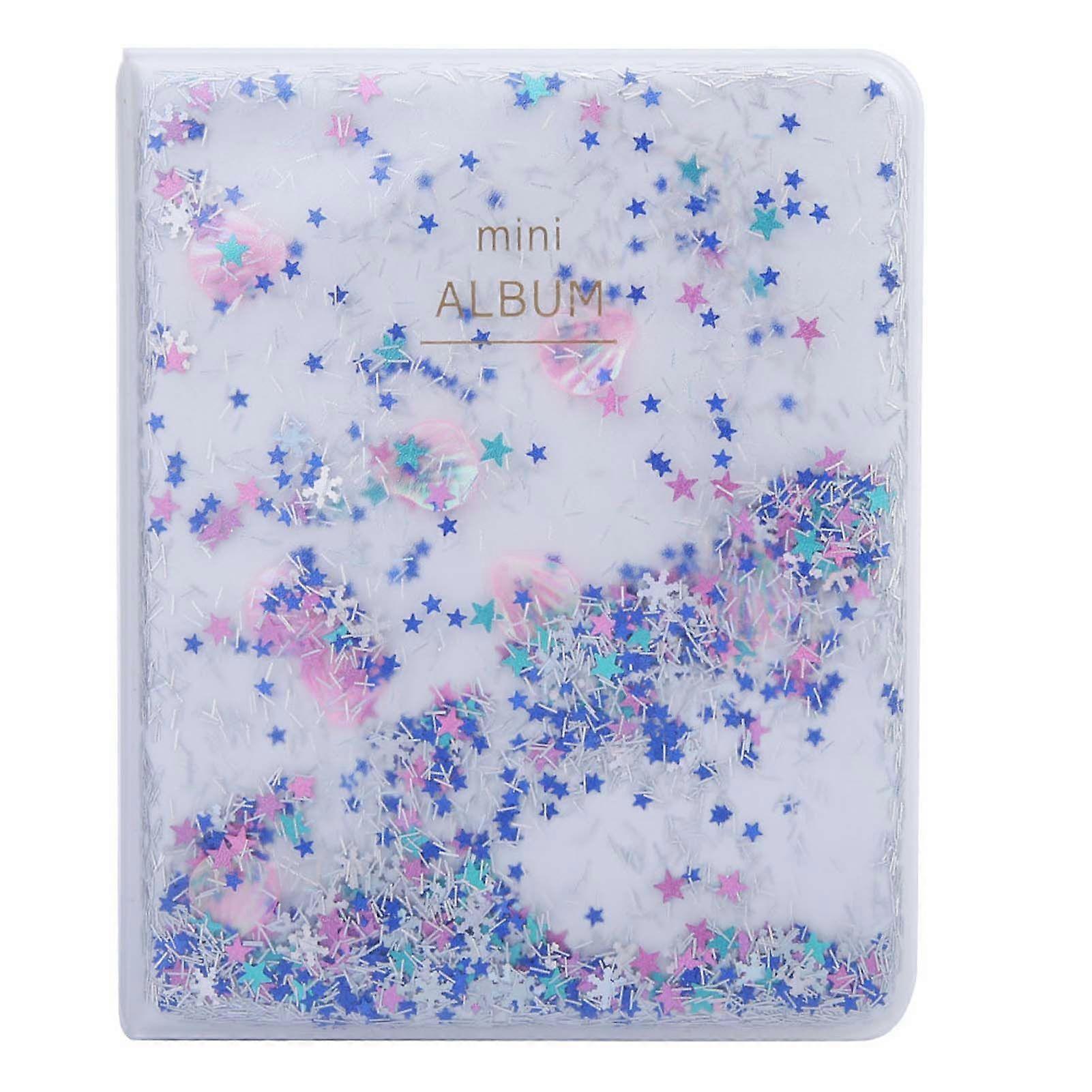 Quicksand Beads 64 Pockets 3 Inch Mini Photo Book Album For Instax Camera Photos(blue)