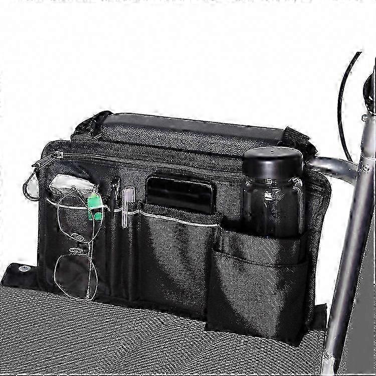 Wheelchair Storage Bag with Cup Holder, Reflective Strips - Side Organizer for Walkers and Rollators