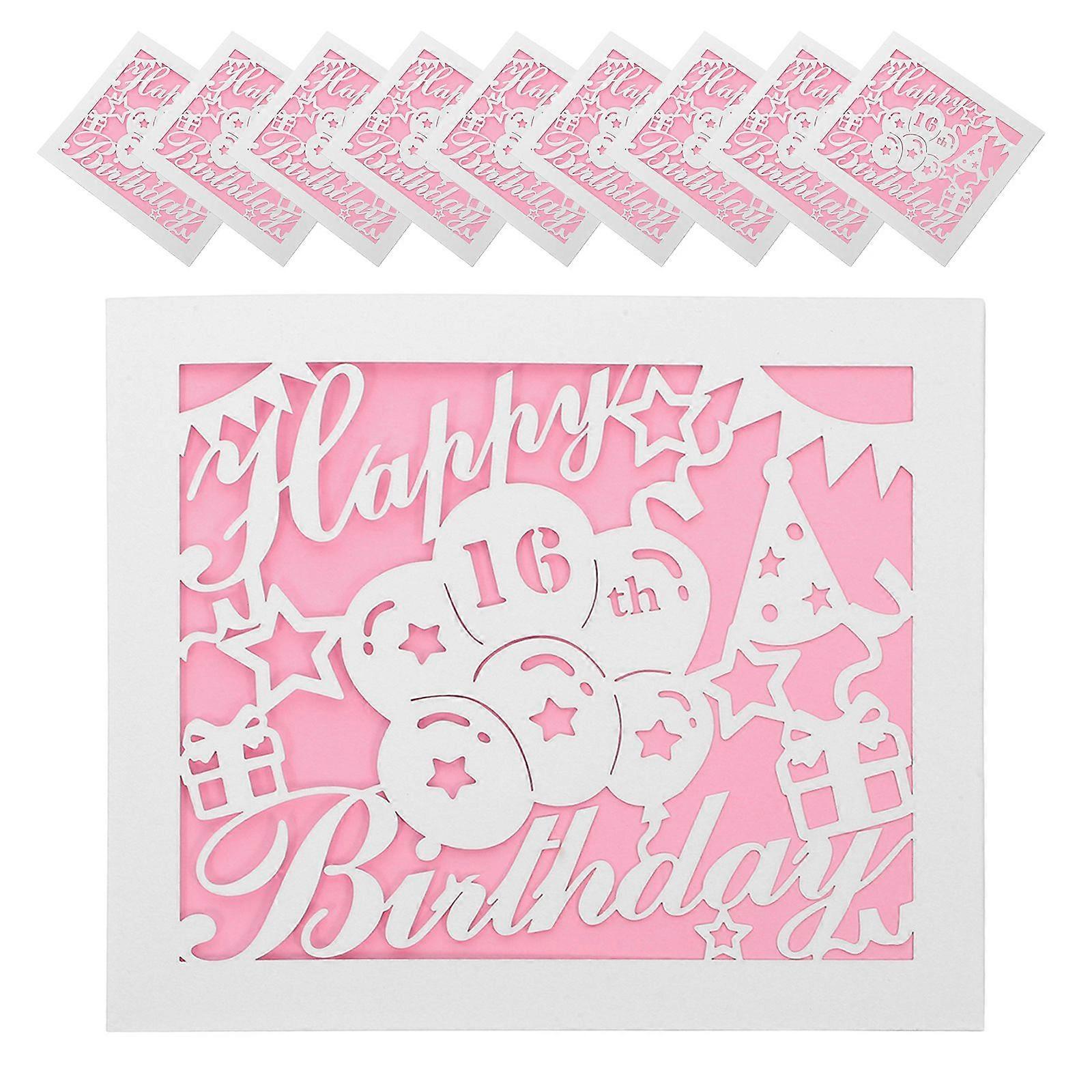 10 Sets Birthday Card: Elegant 16th Birthday Card With Envelope - Creative Hollow Design For Celebrating 16th And Sending Wishes
