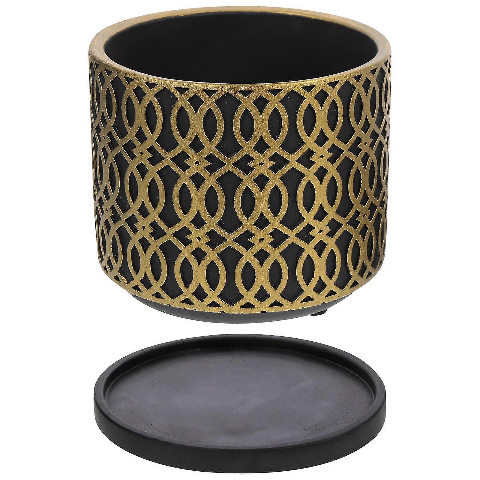 Succulent Cement Flower Pot Planter for Decoration 2Sets with Tray