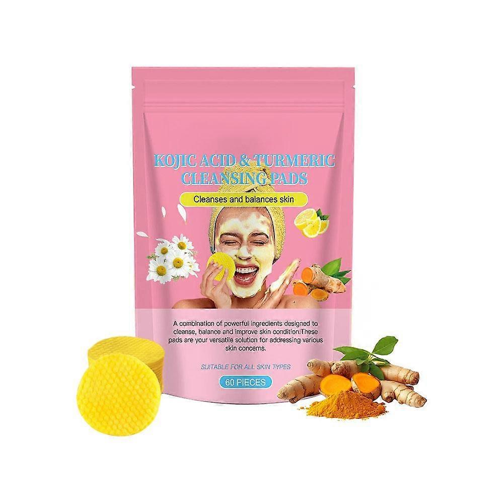 Kojic Acid Turmeric Cleansing Pads Deep Cleansing Brightening Skin Tone Gentle Formula For All Skin Types Portable