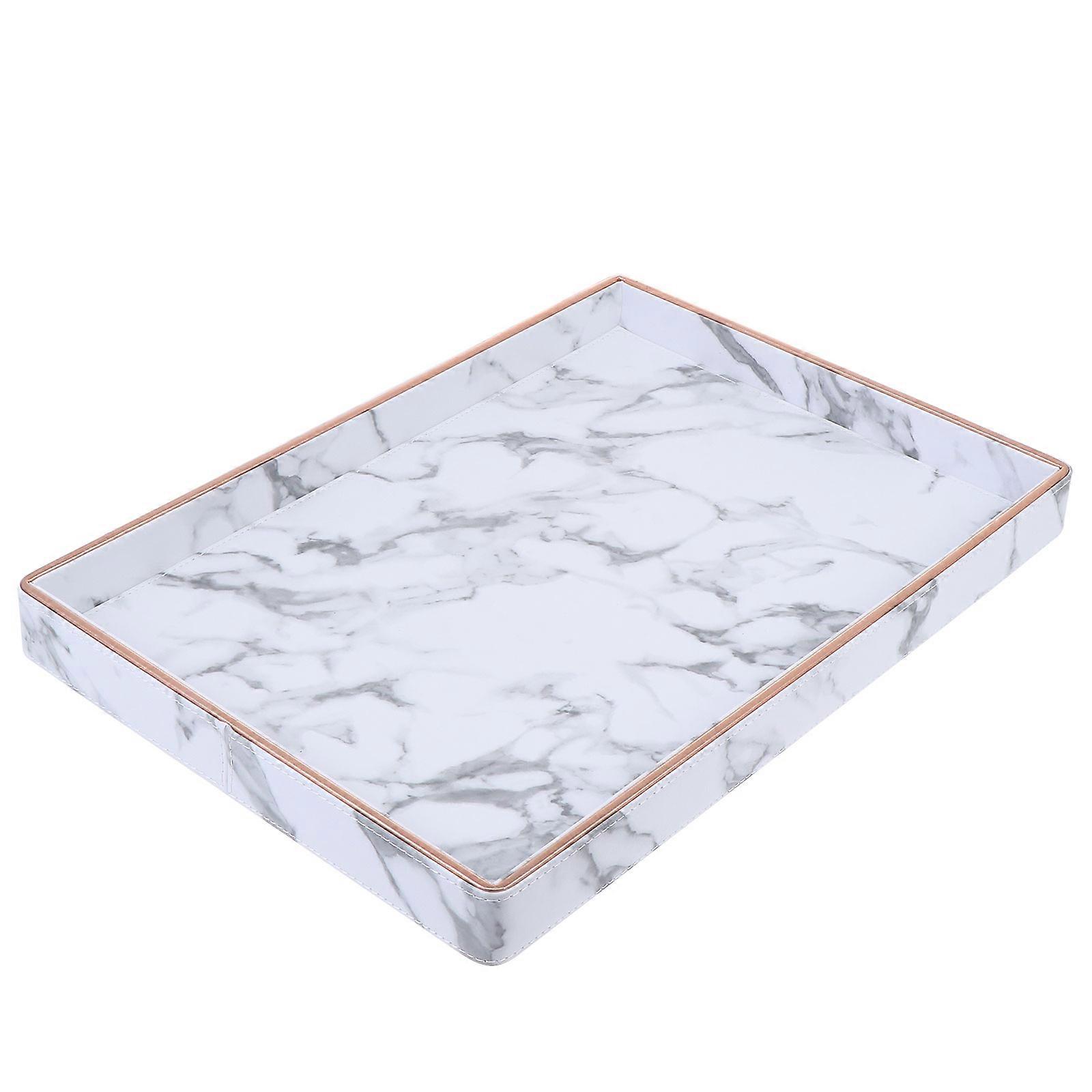 Bathroom Storage Tray Marble Pattern Tray for Storage 2Pcs
