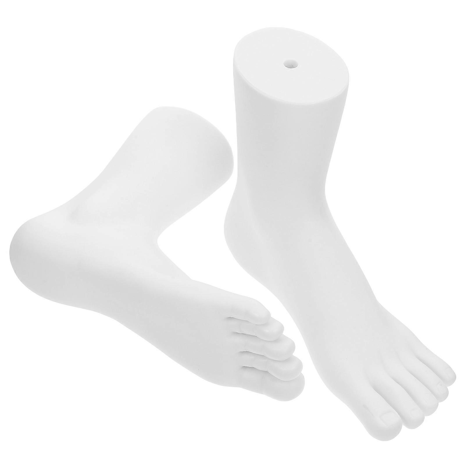 White Plastic Mannequin Foot Model Display Stand for Anklets 4Pcs