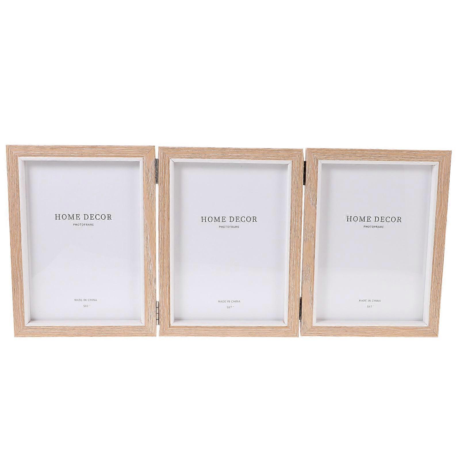 Photo Frame 3Pcs Rustic Style Folding Design Office Home Decoration 20x14.8x5cm Chic Display