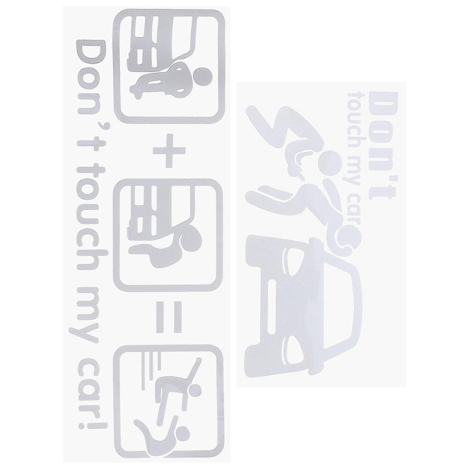 Car Sticker Don't Touch My Car Decals for Decoration 4 Sheets Silver Reflective