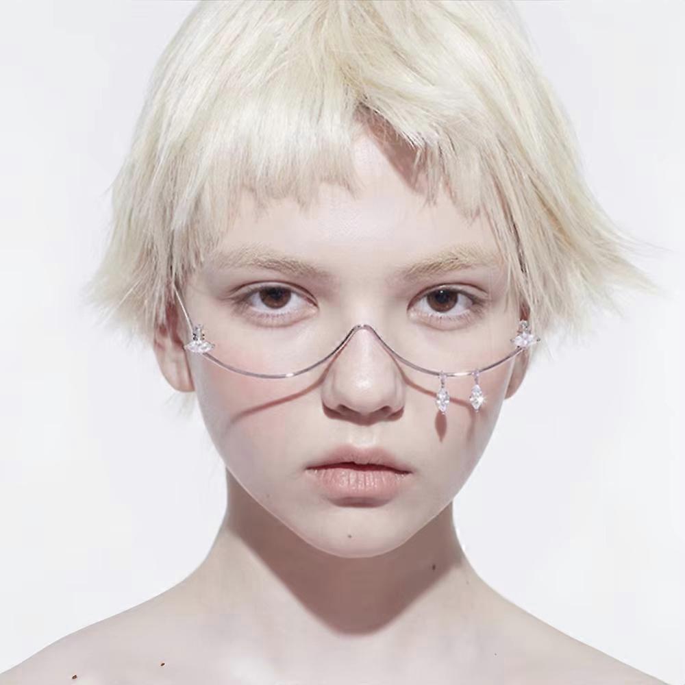 Rhinestone glasses frame decorations without lenses foldable frame glasses for women eye frames silver