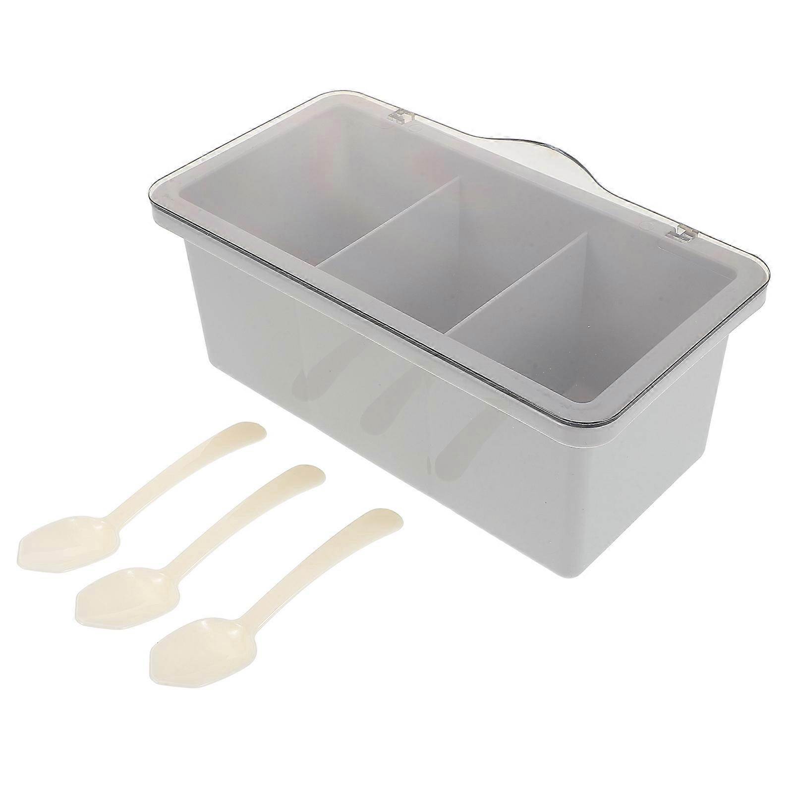 Condiment Container Multi-Compartment Seasoning Box for Kitchen 3Pcs Set