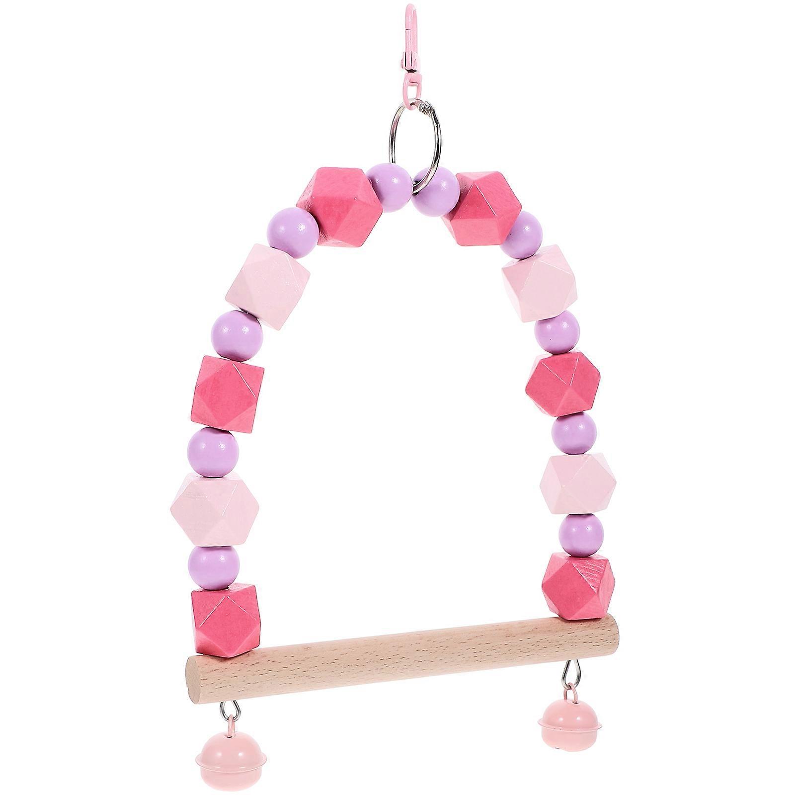 Wooden Bird Toy 2Pcs Parrot Swing Perch For Pets Indoor Use Practical Bird Entertainment