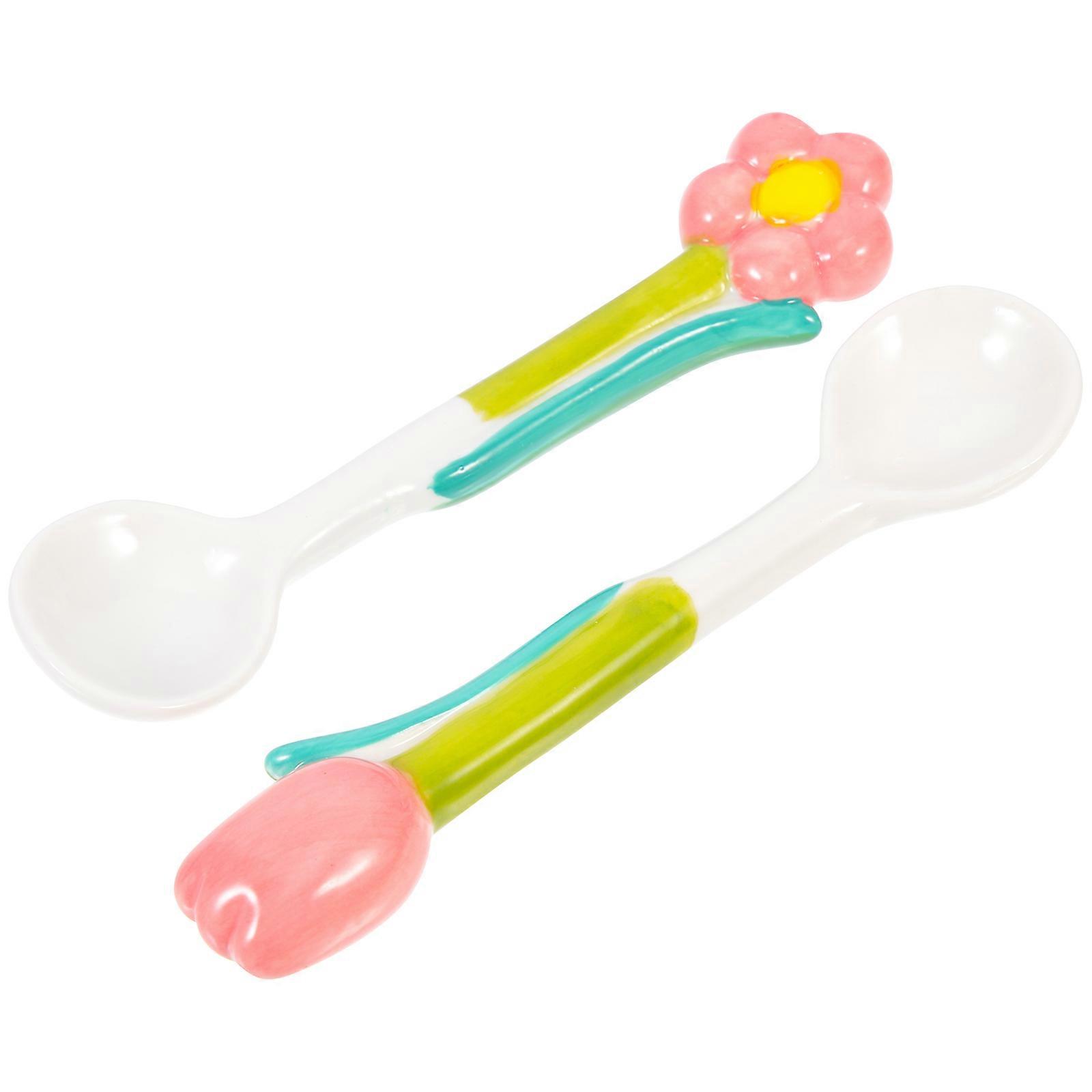 Mixing Supply 6 Pcs Tulip Shaped Spoon Suitable For Coffee Mixing With Fine Workmanship And Pink Color