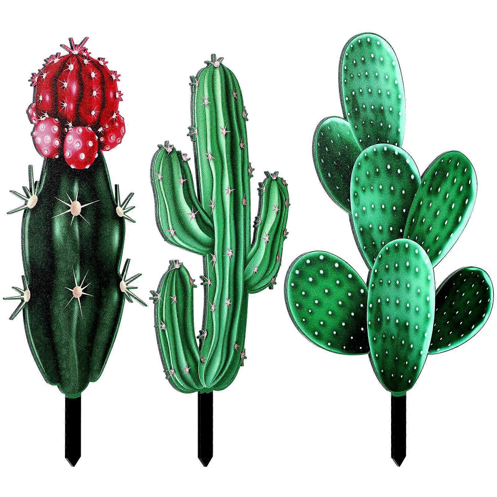 Garden Stake Green Cactus Stake for Yard Decoration 9Pcs
