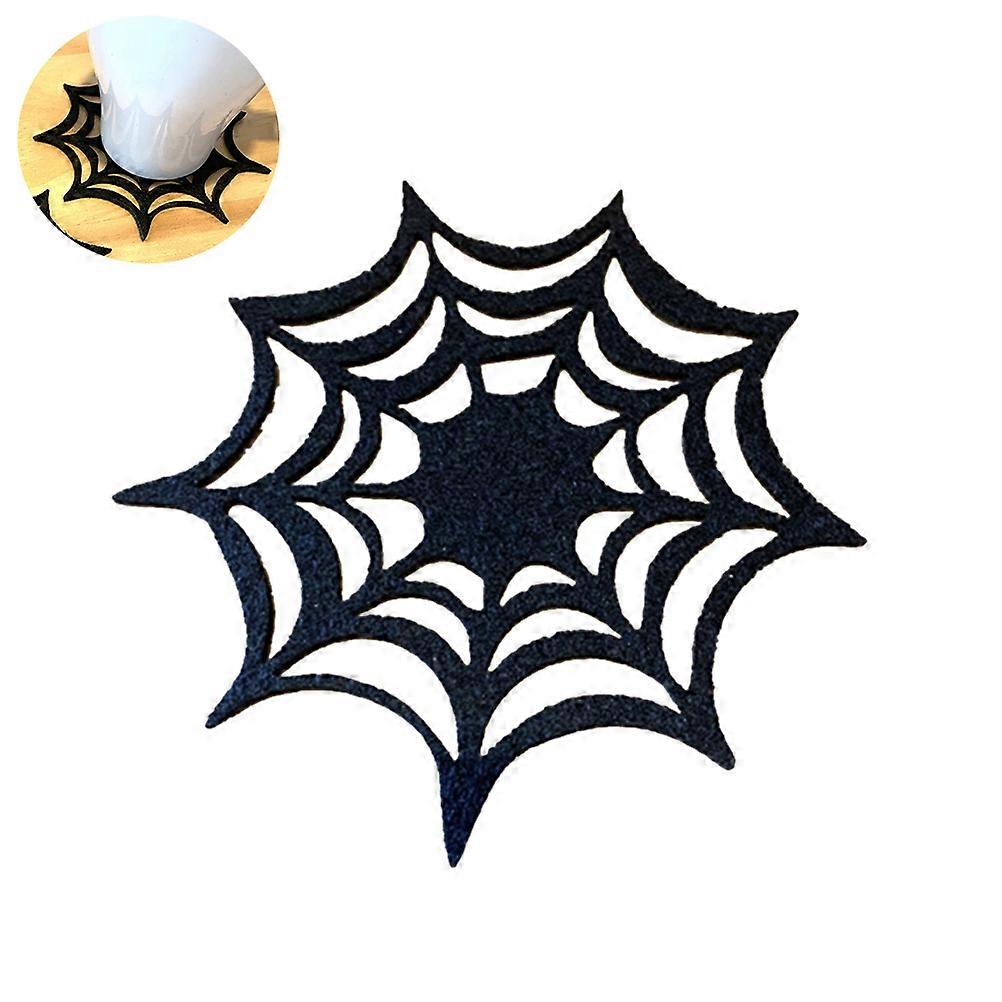 Web Placemats Halloween Coasters for Decoration 3Pcs Black Felt