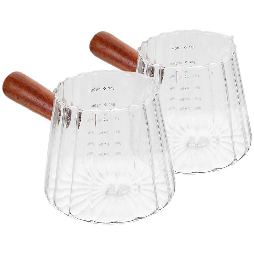 Multi Glass Pitcher for Milk Measuring with Wooden Handle 8Pcs Set