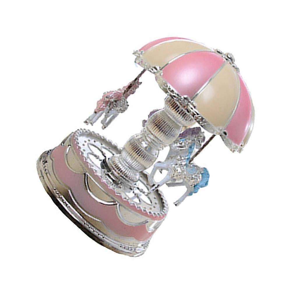 Musical Carousel Music Box with for Decoration Use Pink Color
