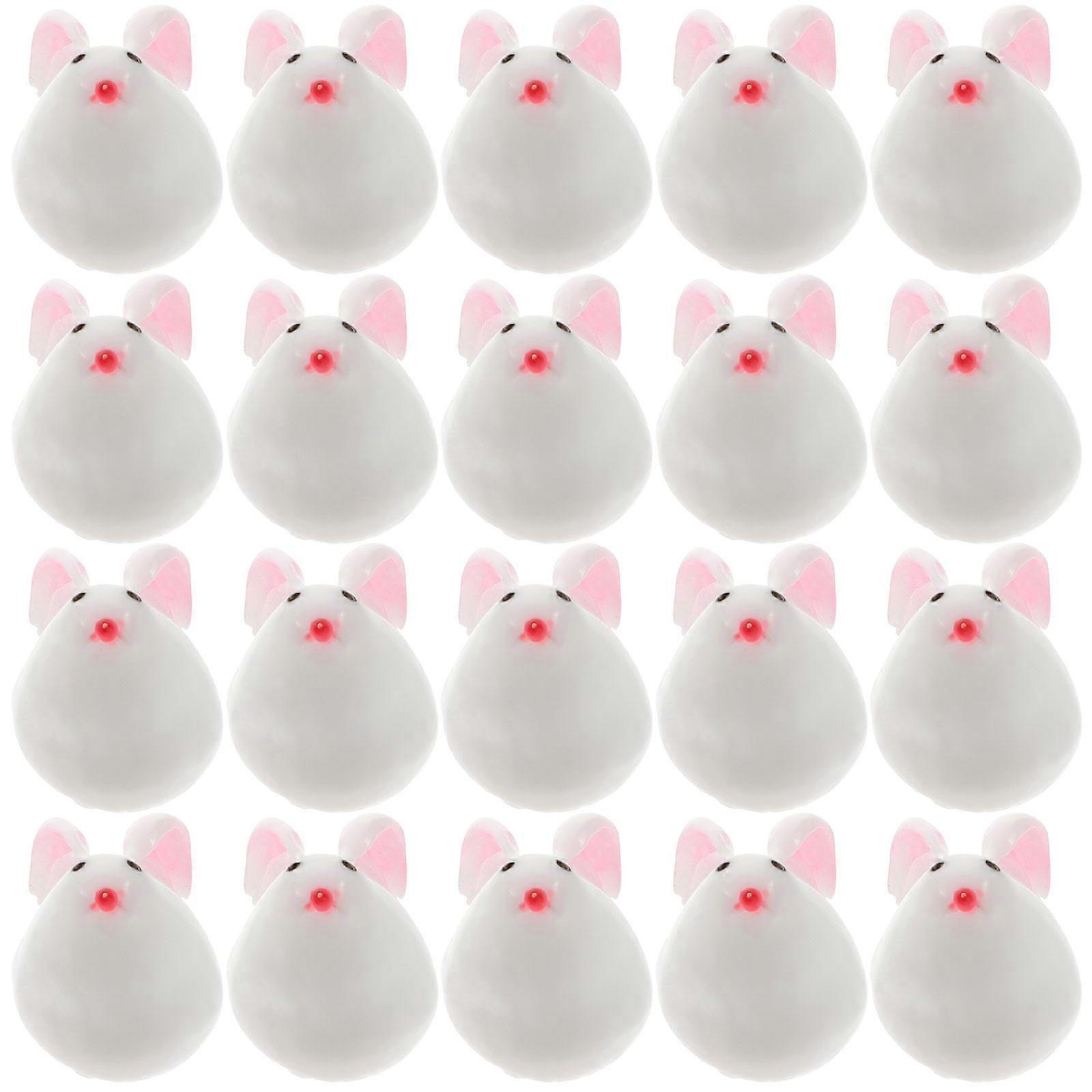 Resin Easter Mini Bunny Figurine for Decor 30Pcs White Micro Ornaments
