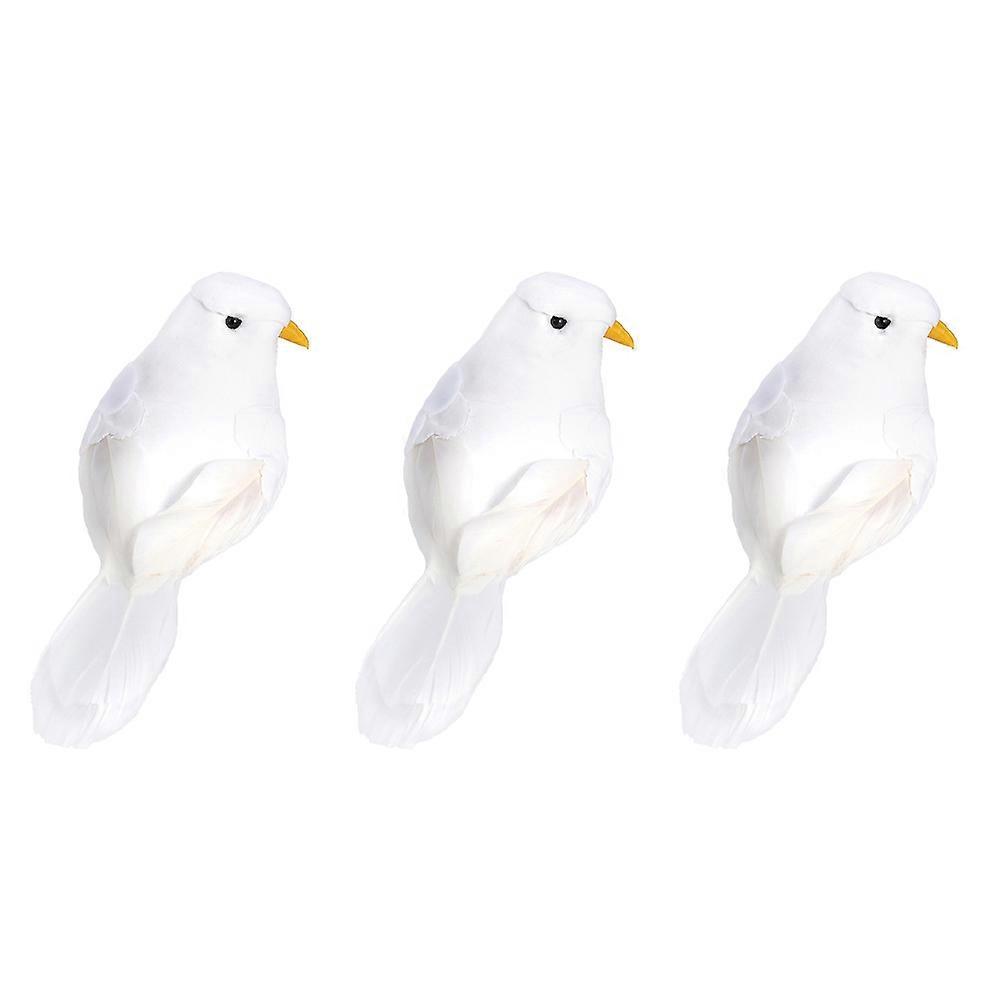 Decorative Bird Prop White Small Pigeon Model for Decoration 3Pcs Set