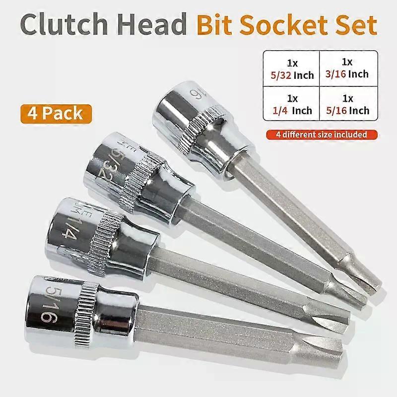 4 Pcs/Set Clutch Head Bit Socket Set 8755 Used with 3/8 Square Drive for Chevy Cars and Trucks Older