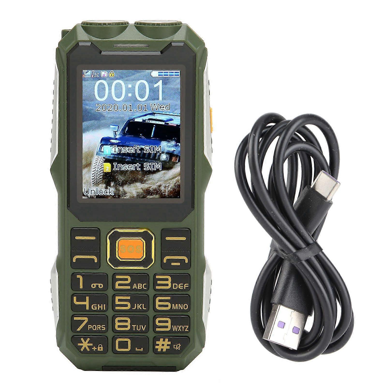2G Unlocked Phone Multifunctional Dual SIM Cell Phone Big Button 16800mAh Battery Retro Phone for Seniors Green