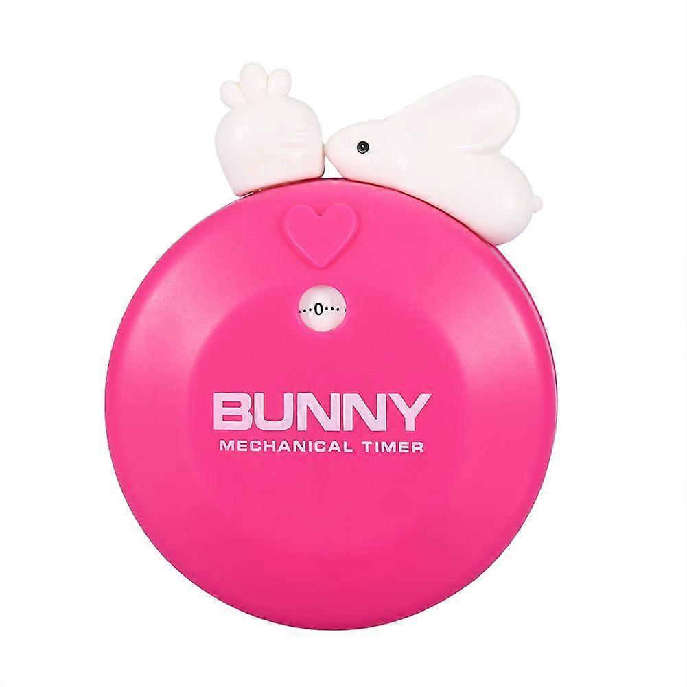 Mechanical Cooking Timer Cartoon Rabbit Manual Counters Kitchen Alarm Timing Tool(Rose Red)
