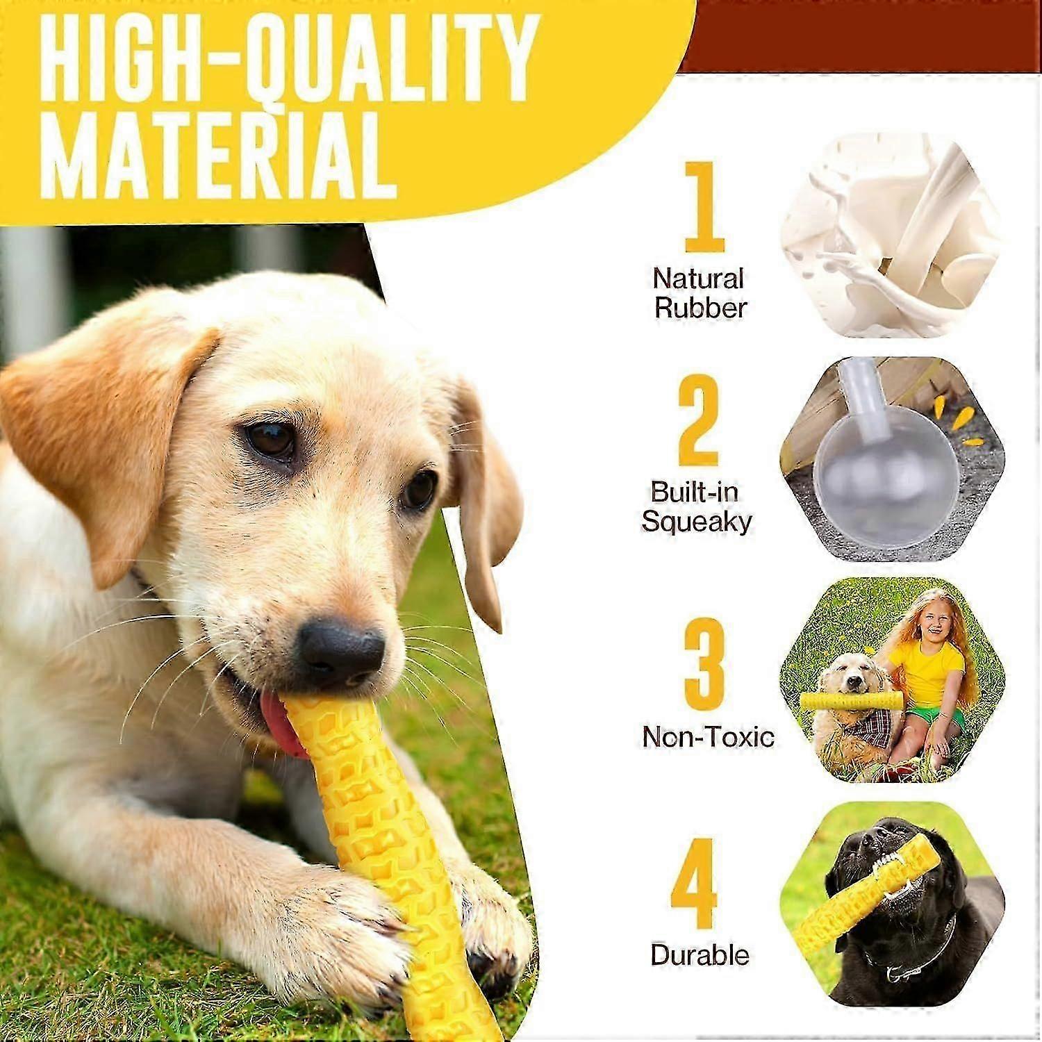 Dog Squeaky Toys Interactive Dog Toys for Aggressive Chewers Tough Rubber Chew Toys for Medium/Large Breed, Indestructible Puppy Chew Toys for Teethin