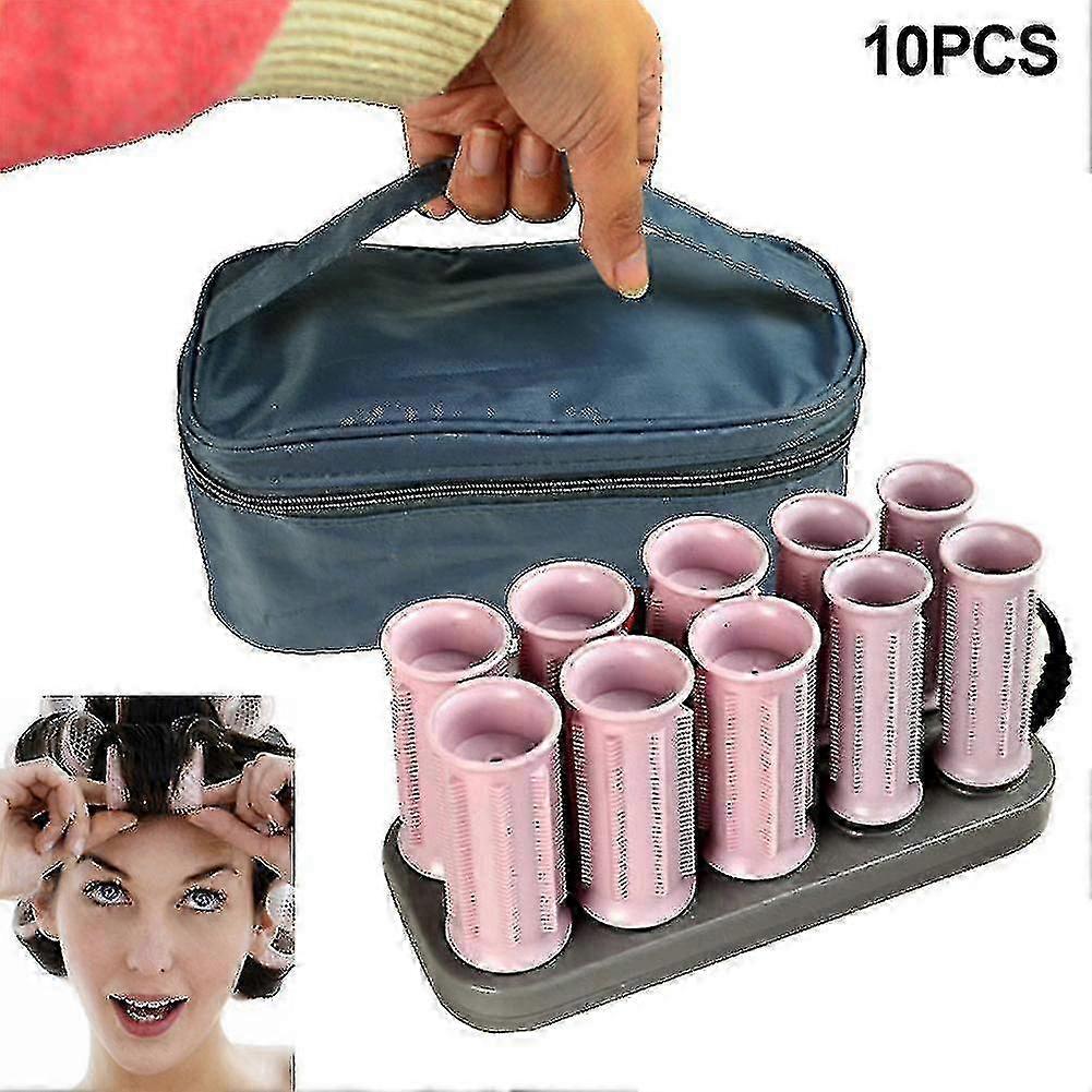 10 stk. oppvarmede hårruller for krøllete styling - elektriske hårkrøllpinner sett