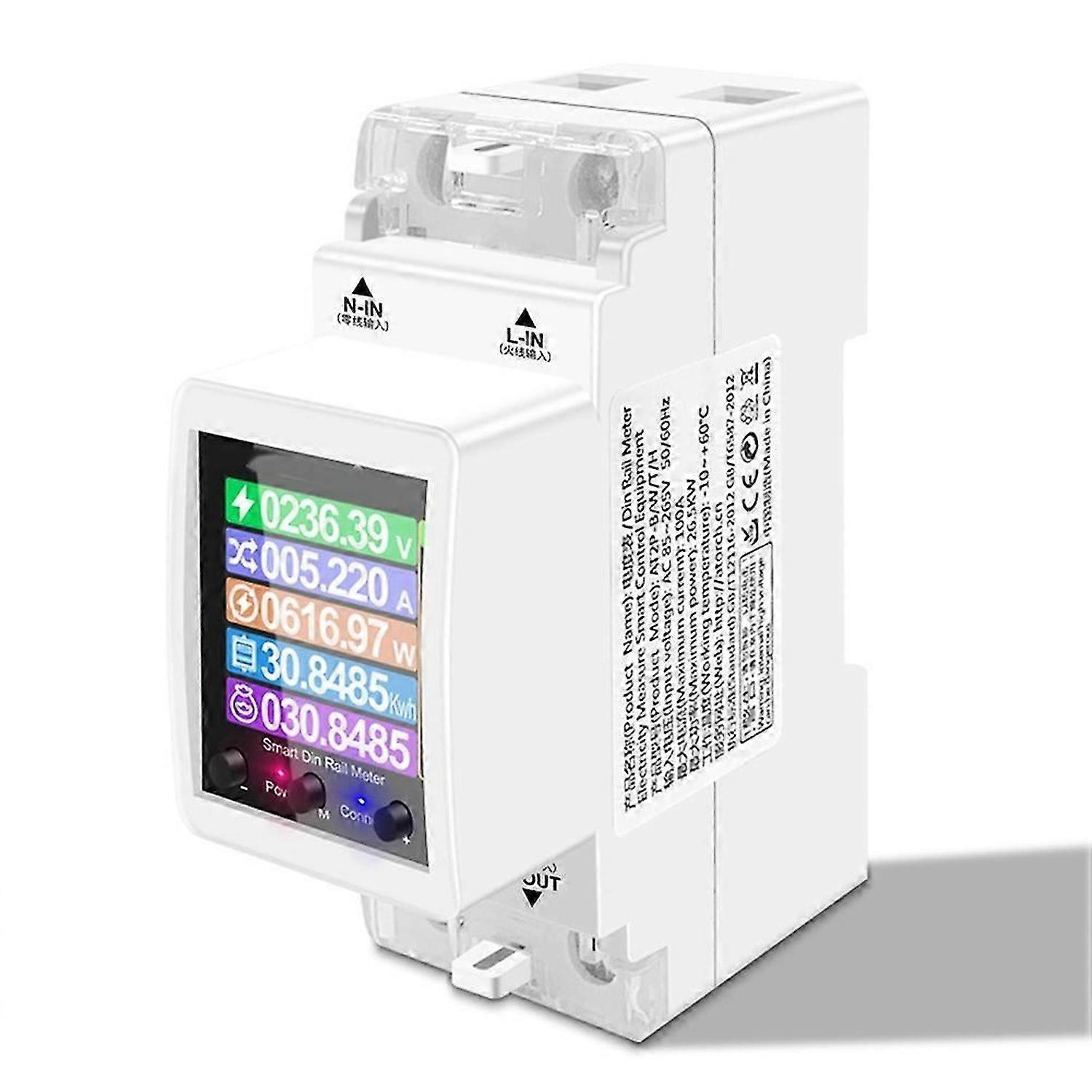 AT2PW 100A Tuya WIFI Din Rail Energy Meter Smart Switch Remote Control AC 220V Digital Volt Kwh Frequency Factor Meter