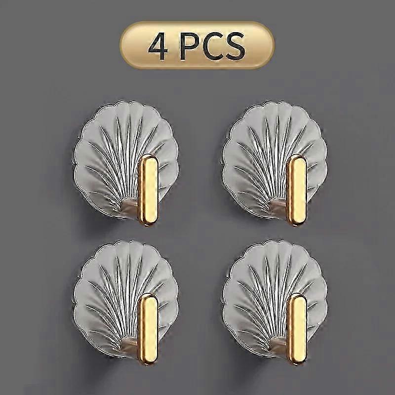 2025 4/2/1pcs Punch-Free Wall Hooks Shell Shape Hooks Strong Sticky Coat Hanger Rack Towel Bag Key Holders