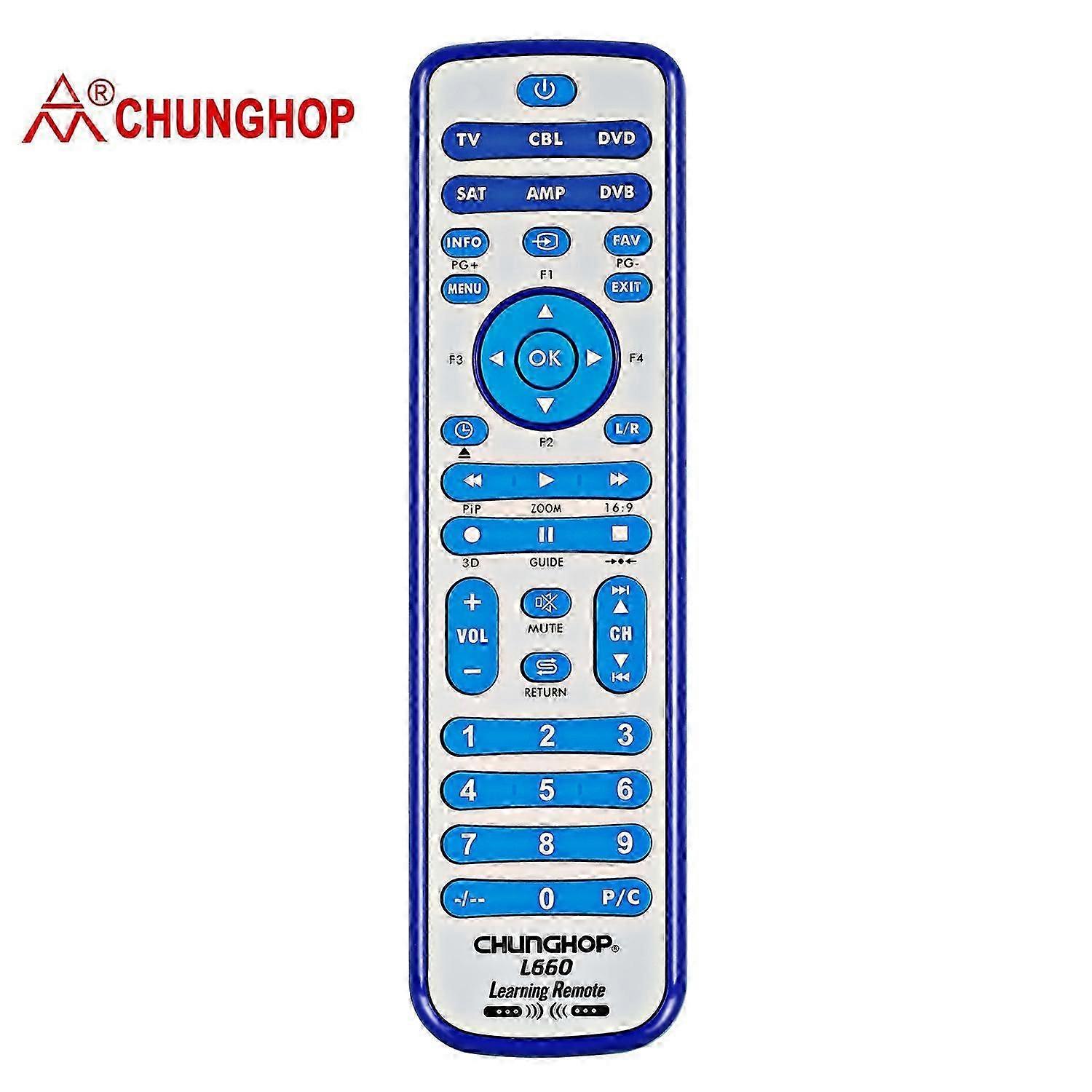 Copy Combinational Universal Learning Remote Control For TV/SAT/DVD/CBL/DVB-T/AUX 3D SMART Chunghop L660