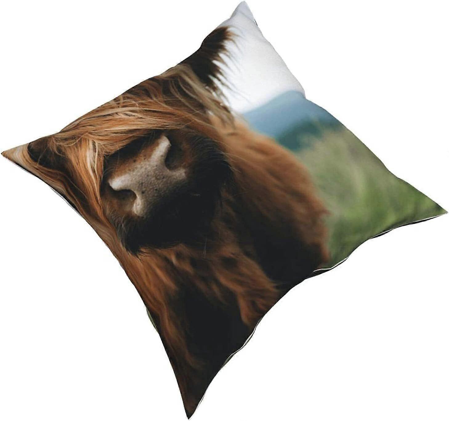 v798スコットランドのスコットランドのハイランド牛タペストリー枕カバーファッションスクエア枕カバーの装飾スロー枕カバー18 X 18インチ45 X 45 cm -TB798 ij798