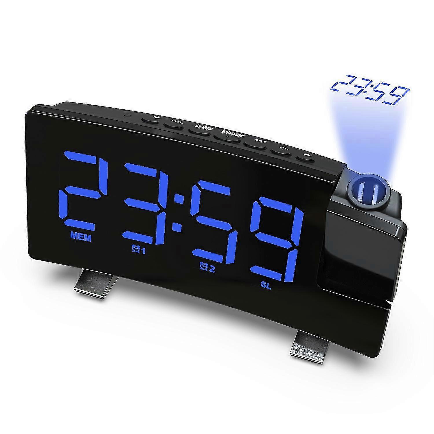 25-26 Alarm Clocks For Bedrooms, Multifunctional Clock With Fm Radio & Projection, Dual Alarms, Usb Charger