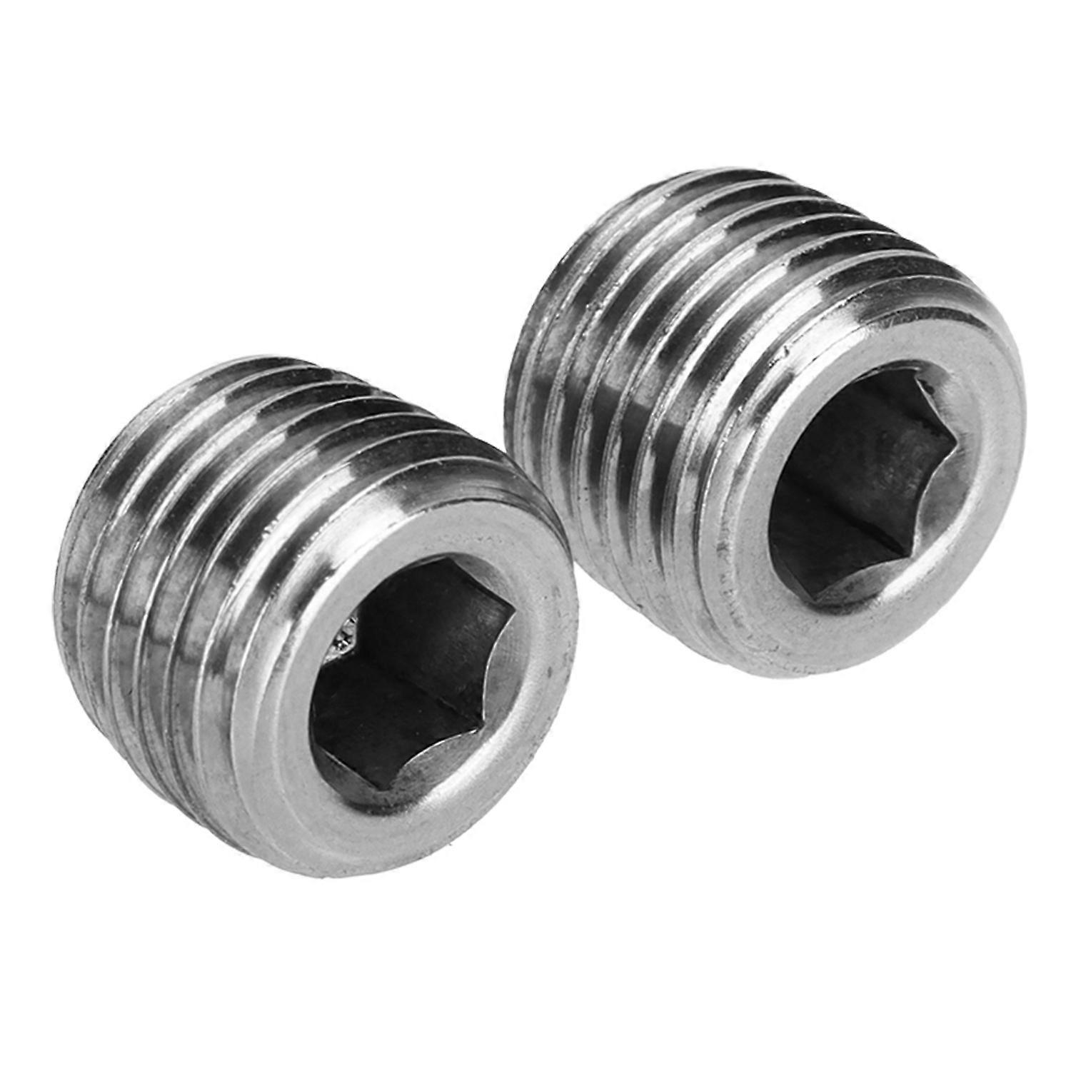 2PCS 1/4in NPT Pipe Plug Male Thread Fitting Stainless Steel Internal Hex Thread Plug Universal