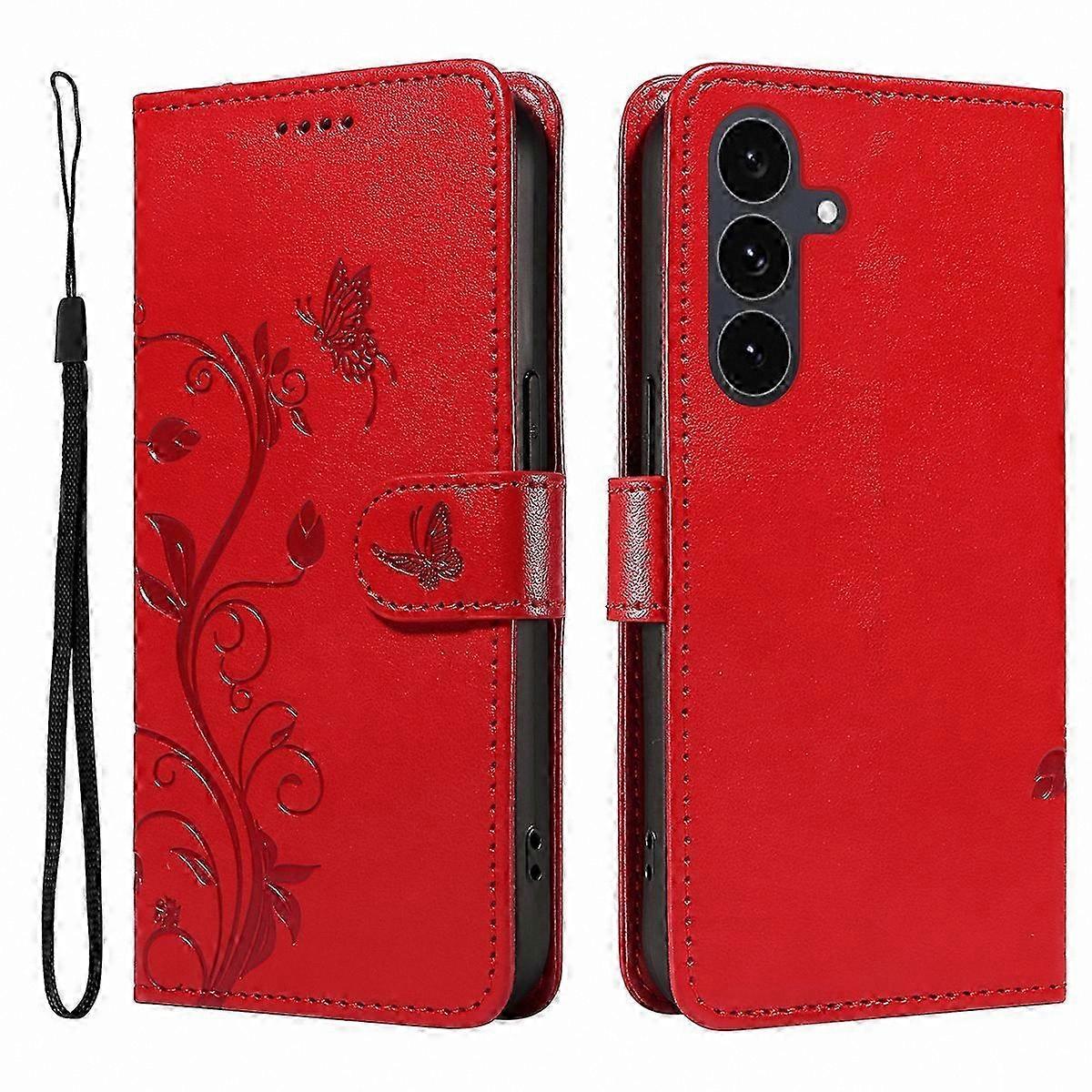 Floral Pattern PU Leather Wallet Case with Strap for Galaxy S25 FE Phone Cover