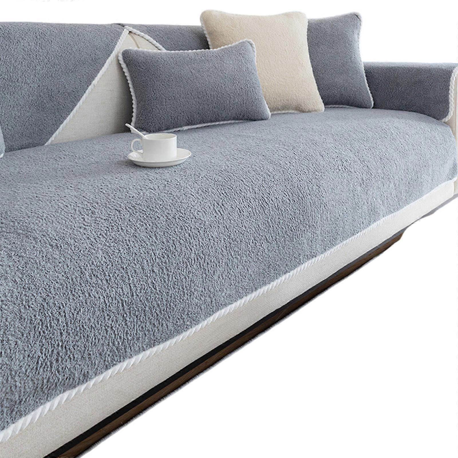 Smooth Plushing Sofa Pad Machine Washable Elegant Designs Various Size  grey