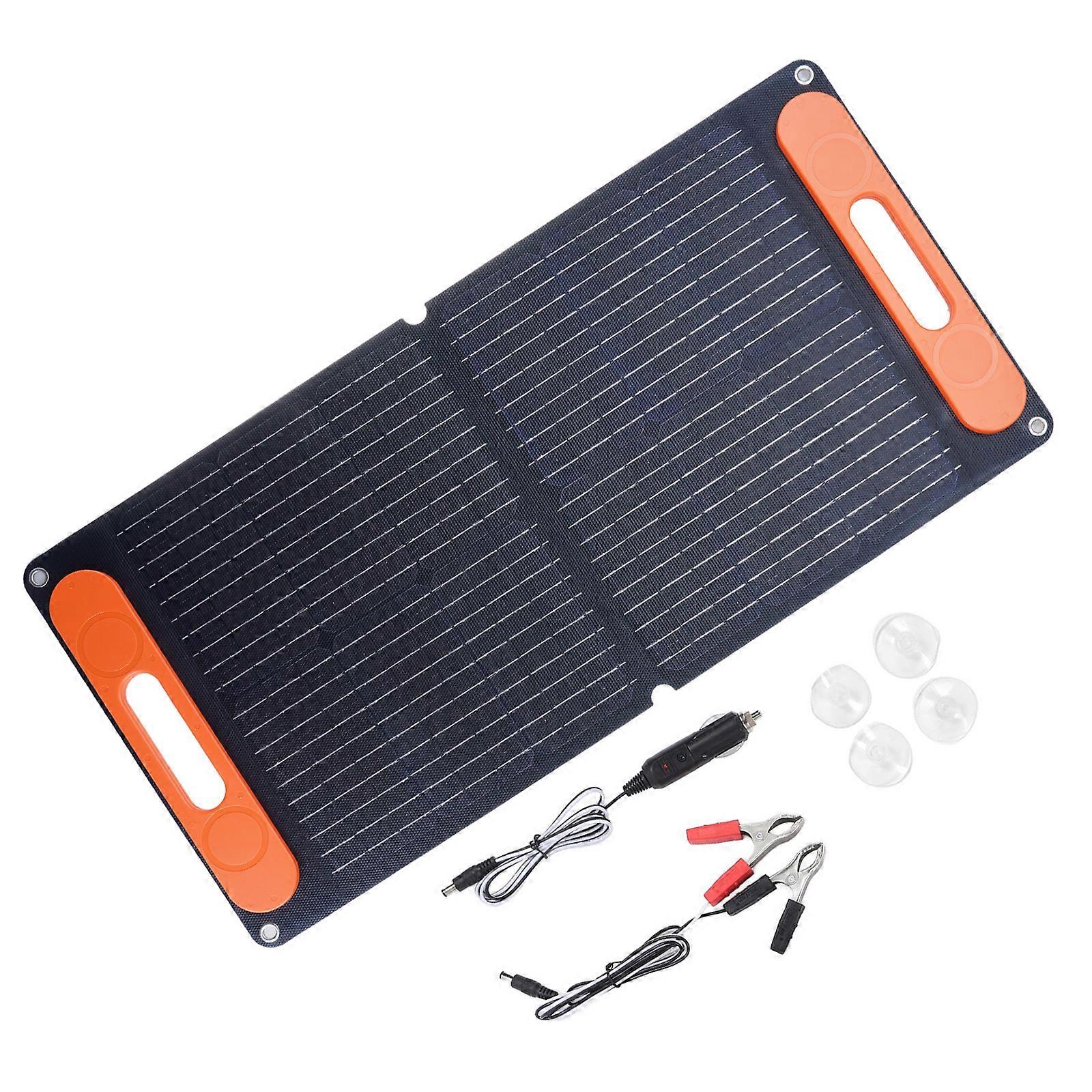 80W Foldable Solar Charger High Efficiency Easy Carry  Design with USB C Double  Port Easy to Carry Charger for Camping Multicolor