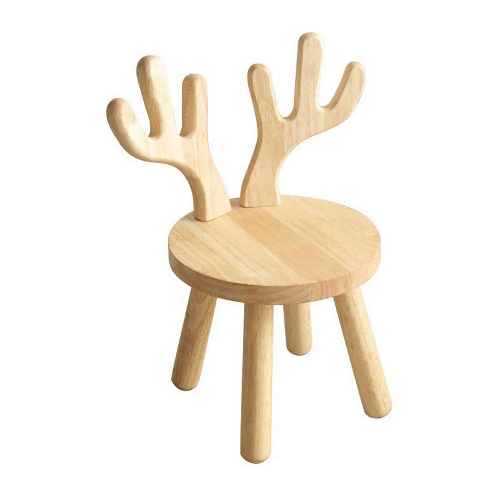 שרפרף ילדים מעץ עם קרן צבי, עיצוב יצירתי, עם משענת גב, הרכבה נוחה, כיסא חלקים ניתנים להסרה בקלות, צבעים שונים