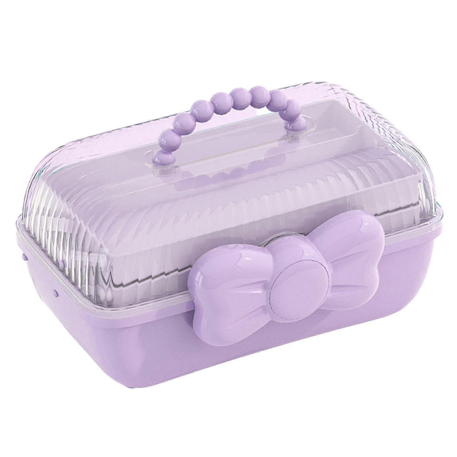 Accessory Organizer For Layered Storage Box With Portable Handle, Large Macaron Purple For Ties, Clips, Accessories