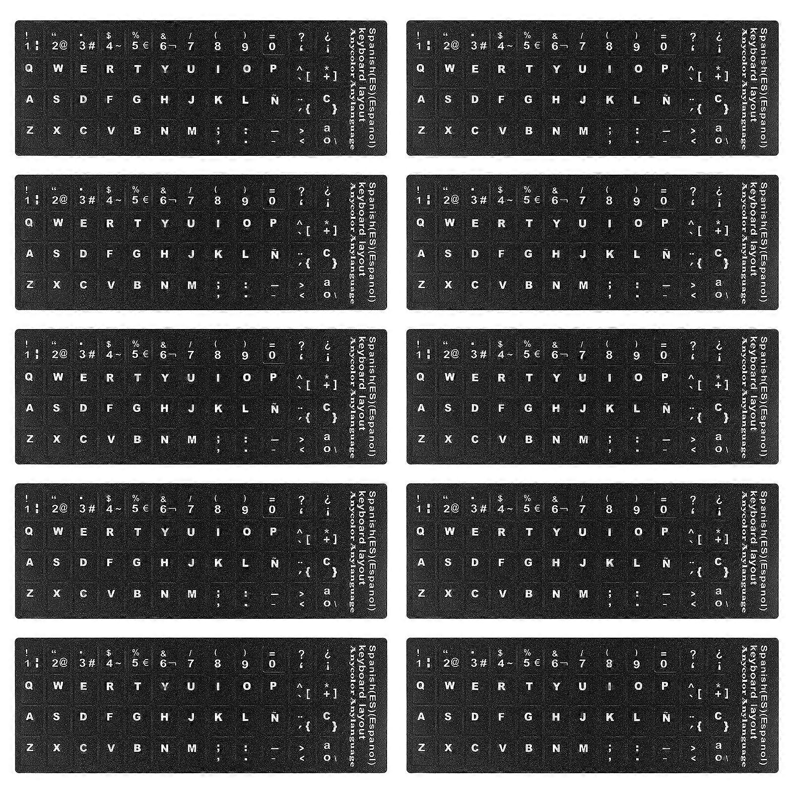 10 Sheets Spanish Computer Keyboard Stickers Laptop Notebook Keyboard Stickers Universal Keyboard Stickers