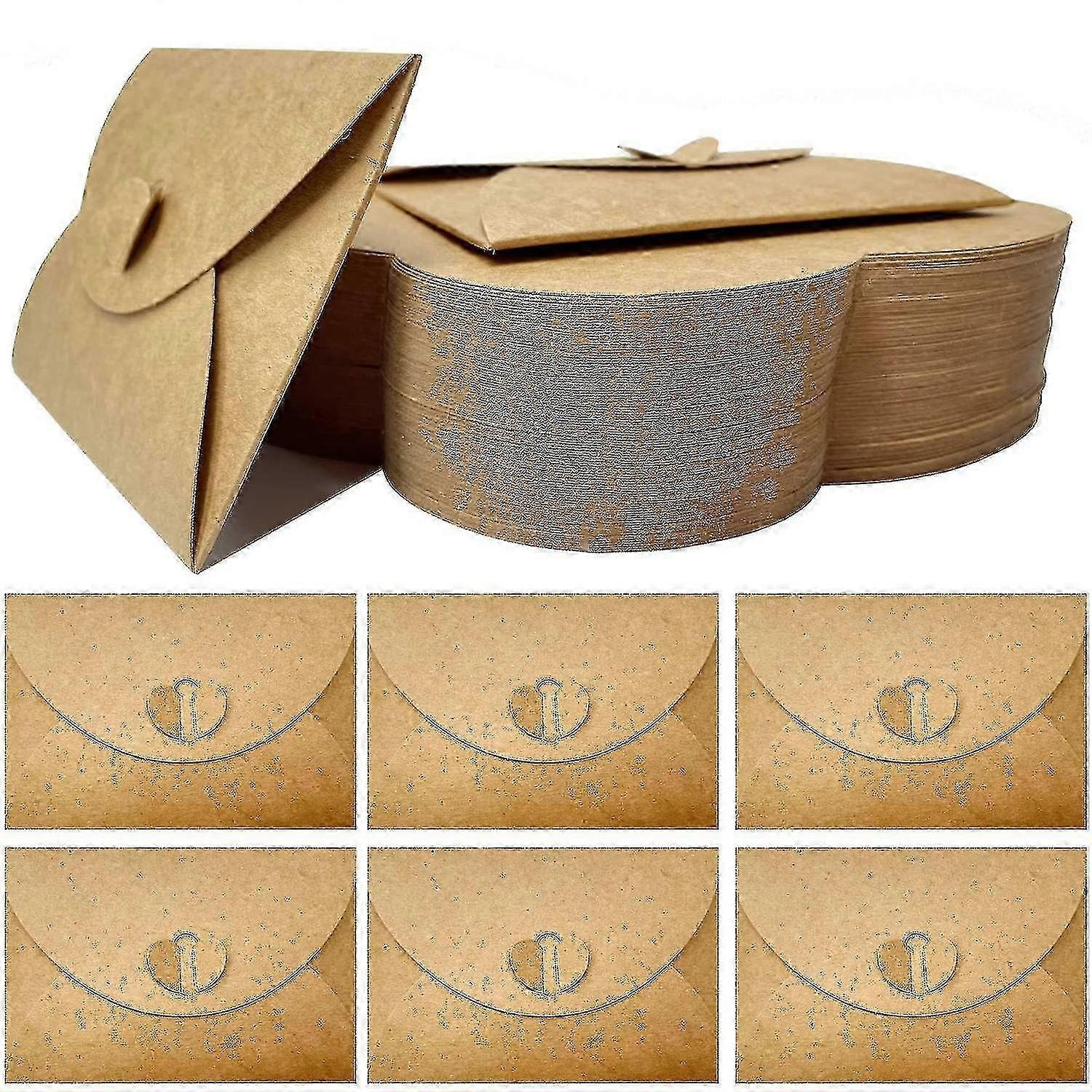 100pcs Mini Gift Card Envelopes, Heart Clasp Envelopes Cute Diy Envelopes Handmade Kraft Paper For T