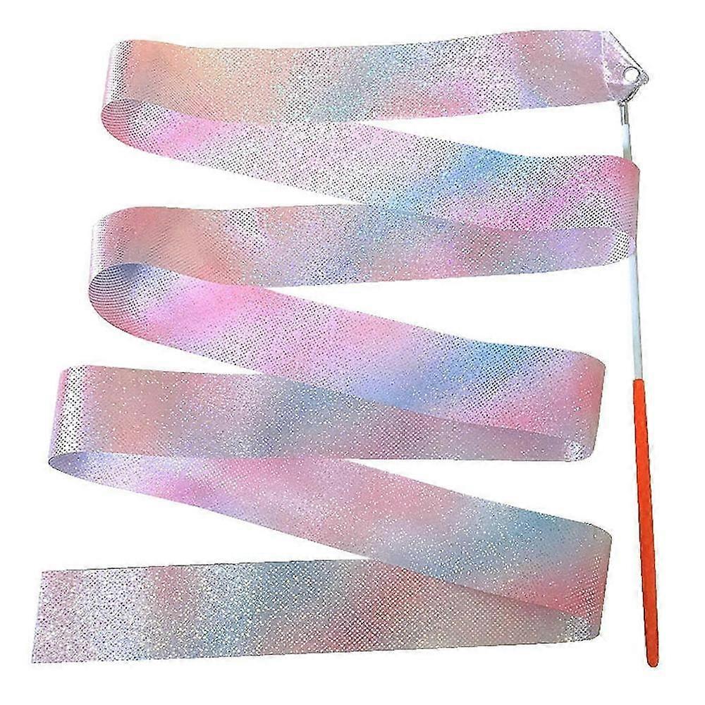 Set of 2 Colorful 6-Foot Rhythmic Gymnastics Ribbons with Handle Grip