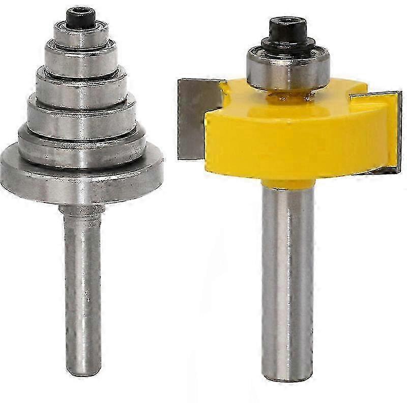 8mm Shank Rabbet Router Bit Router Bit with 6 Bearings for Multiple Depths 28.6mm, 22.2mm, 19.05mm, 15.9mm, 12.7mm, 9.52mm Woodworking Tool, 2025