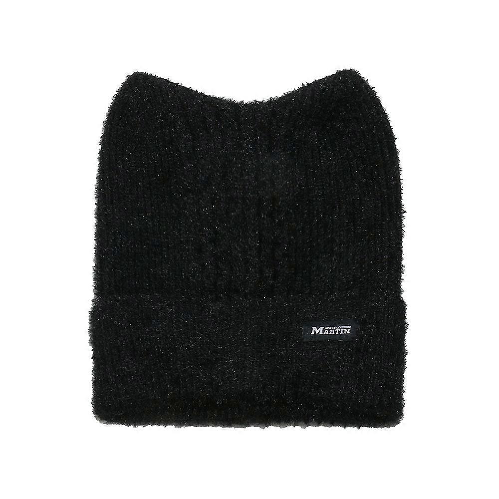 Cute Cat Ear Solid Color Knit Hat Thickened For Autumn And Winter Stackable Hat With Ear Protection Warm Wool Hat