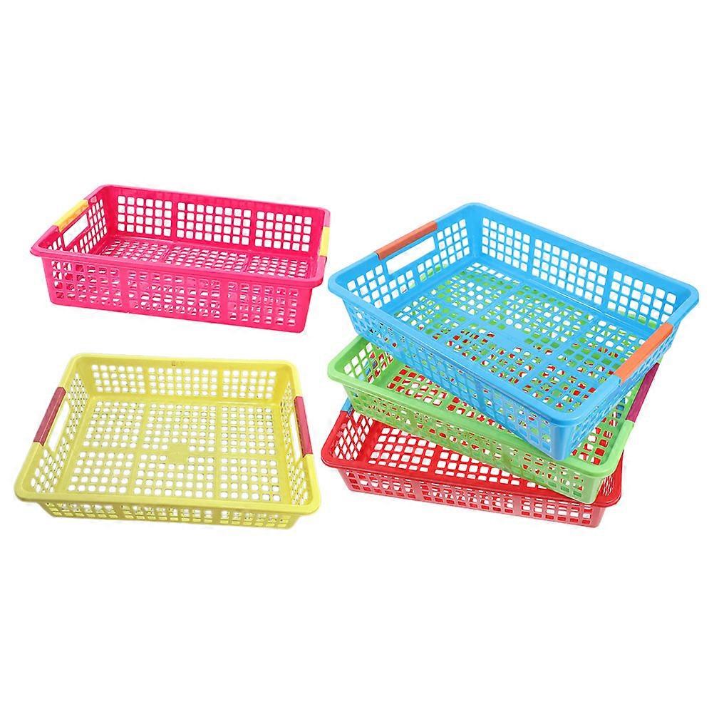 Plastic Storage Basket Organizer for Organizing 5Pcs Stackable Basket Assorted