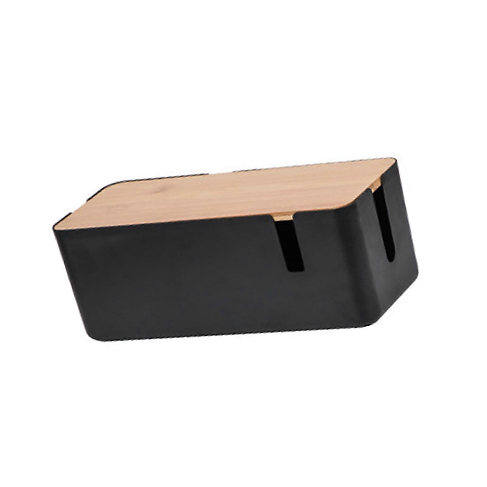 Ventilated Natural Top Cord Organiser Box PP Electronics Power Cable Accessory Storage For Modern Home Organization  Black