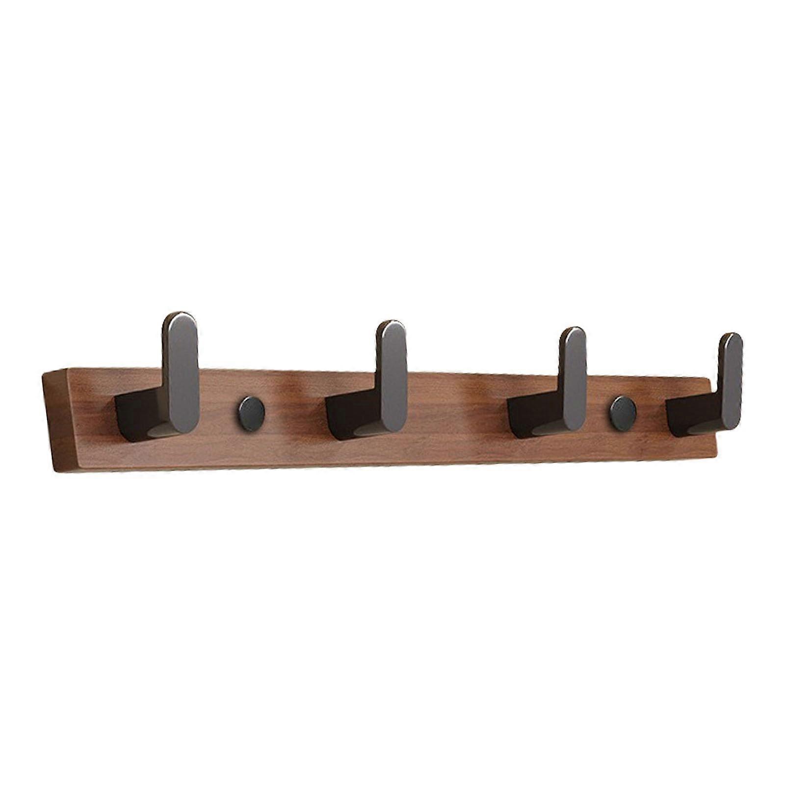Wall Mounted Coat Rack Model 9131 East Setups Walnut Black Finish 4 Hook