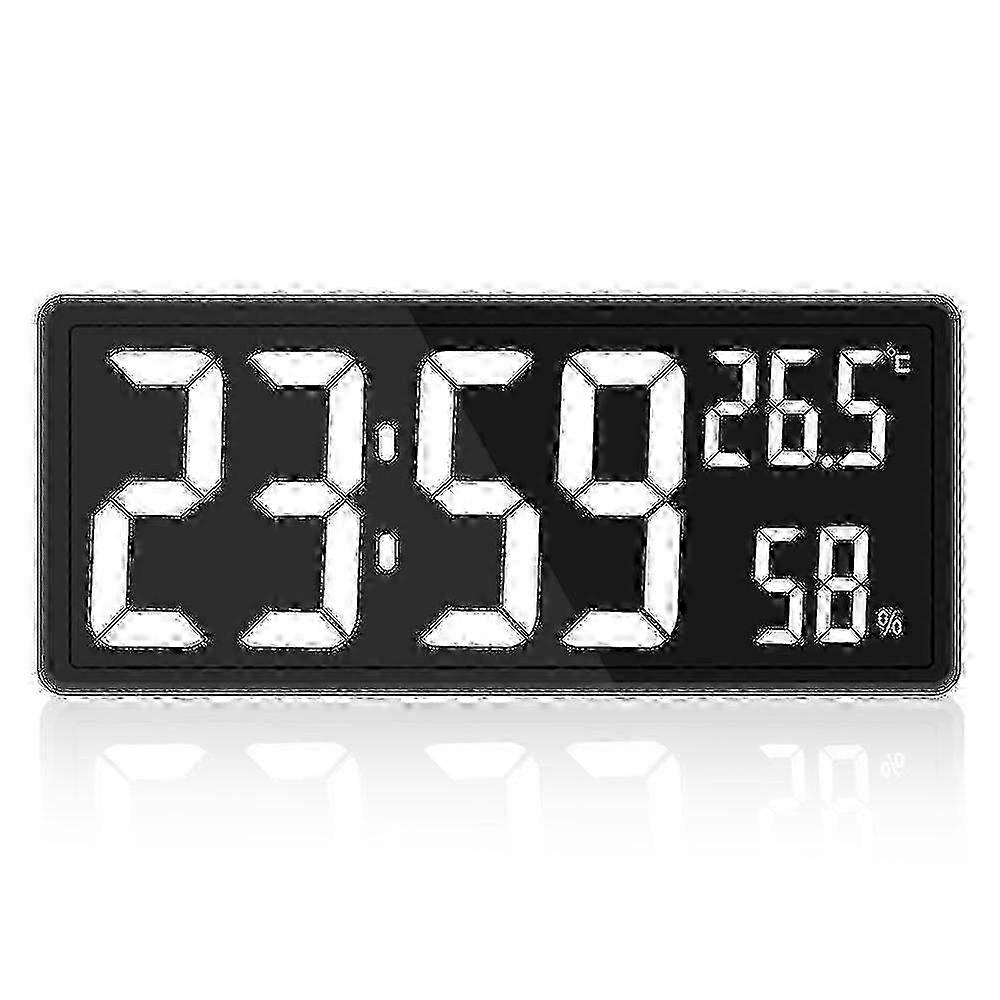 Digital Clock Large Display, Large Digital Wall Clock With Temperature And Humidity, Digital Wall Clock With Led Numbers For Bedroom, Office, Cle