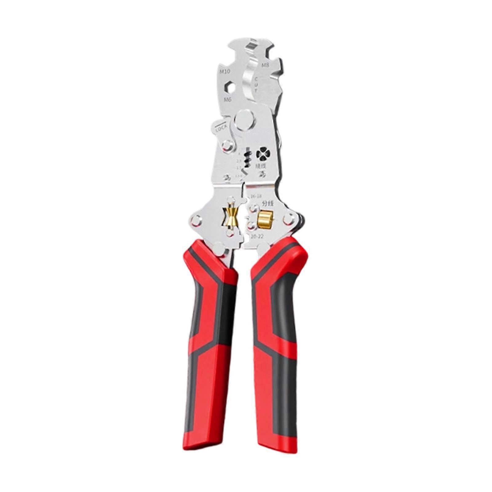 Professional 12 Function Collapsible Wire Stripping Tool With Crimping Cutting And Safety Lock Wire Crimper Multicolor