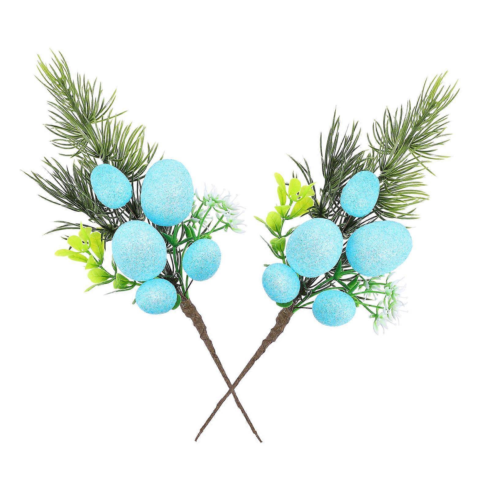 2pcs Easter Egg Ornament Artificial Branch Decor Easter Simulation Branch