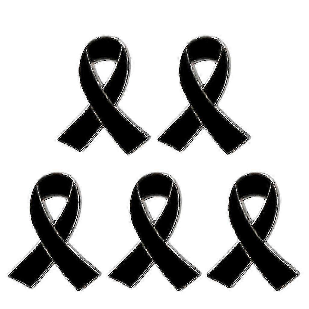 Set of 5 Ribbon Brooch Pins with Enamel Design on Alloy MaterialBlack szrh21