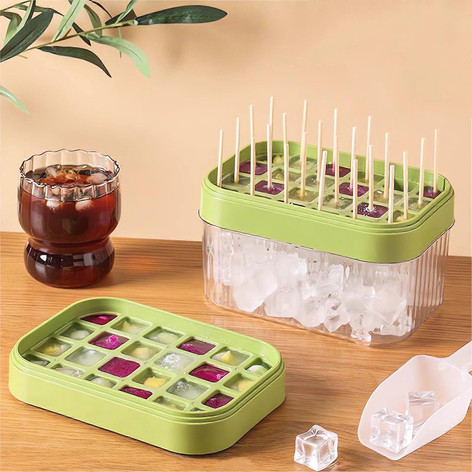 FloHua Ice Tray, Food Grade Push Type for Easy Release, Compatible with Household Refrigerator Storage, 18.5x13.6x12.7cm