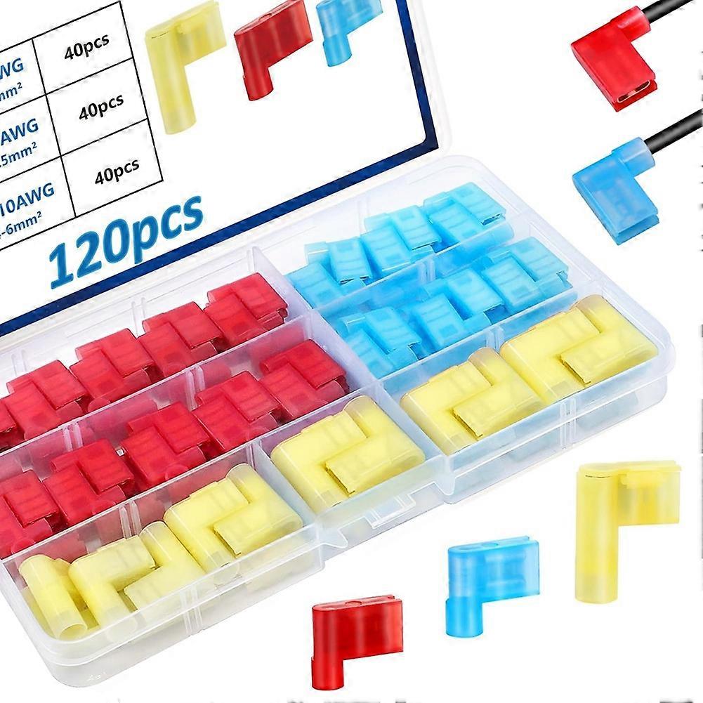 120PCS Quick Disconnect Flag Connector,Nylon Right Angle Spade Connectors 22-10AWG,90 Degree Wire Terminal Connector