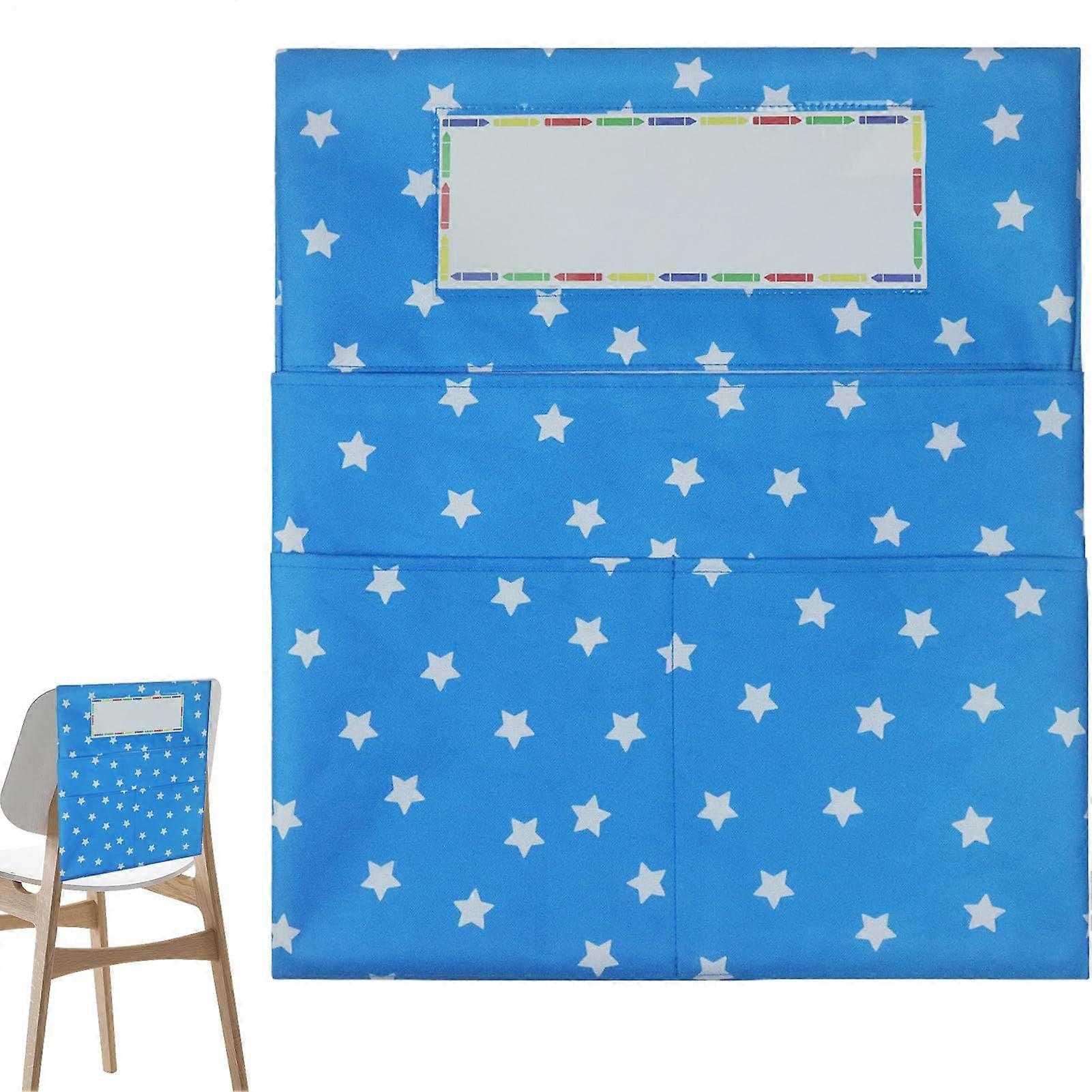 Chair Back Pocket For Classroom, Library Use, Durable Fabric, Student Storage, Fits Most Chairs, Blue